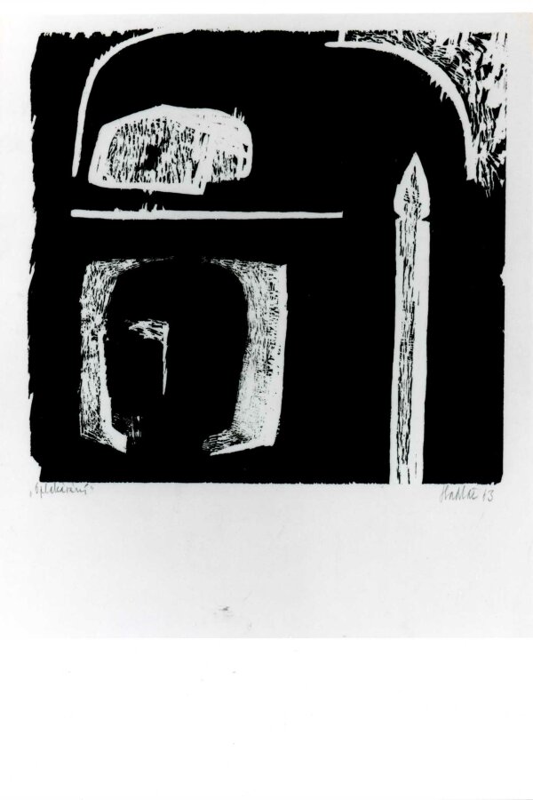 Jiří Hadlač, Oplakávání, 1963, dřevoryt, papír